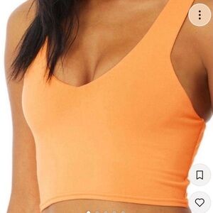 Alo Airbrush Real Bra Crop Tank Top - Orange, Medium